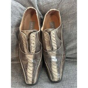 Lucio Ricci Italian Style Faux Croc Slip On Loafers Mens Size 11 Gold NO LACES